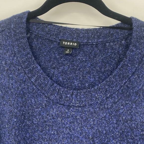 Torrid Vegan Cashmere Pullover Sweater Lace Trim Layered Crewneck Blue Black 3X - Picture 4 of 10